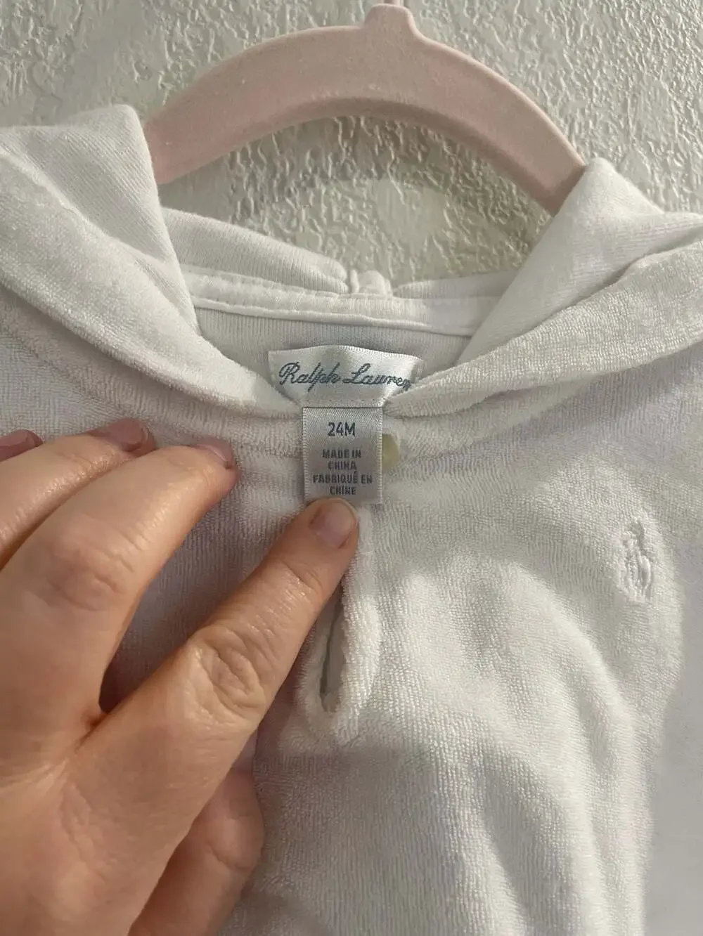 Ralph Lauren Toddler White Cotton Terry Hooded Beach Cover-Up Poncho Size 24M